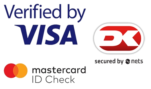 Logoer for VISA, Mastercard og Dankort