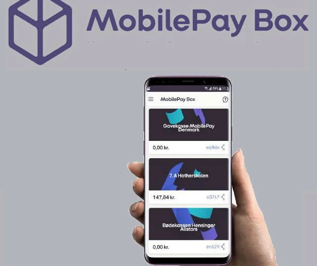 Mobiltelefon der viser MobilePay Box på skærmen.