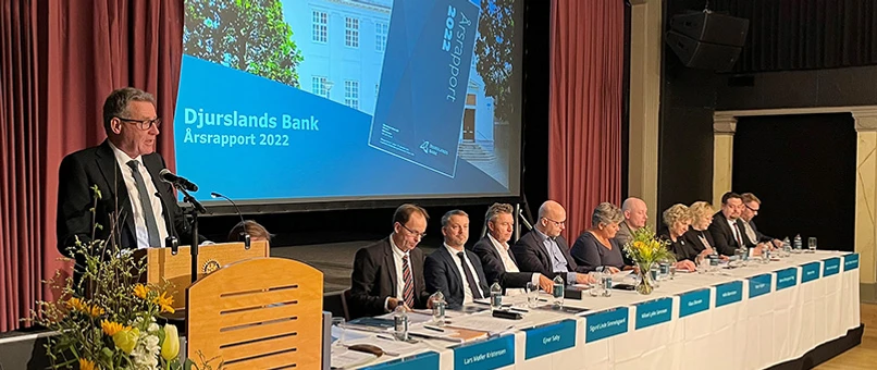 Tidligere direktør Lars Møller Kristensen til generalforsamling i Djurslands Bank 2022.